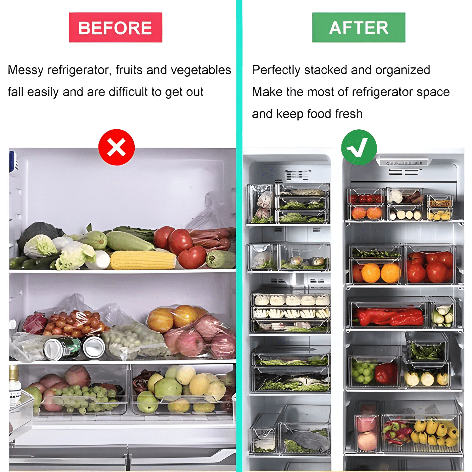 Organizador refrigerador set 4 L contenedores con tapa-2
