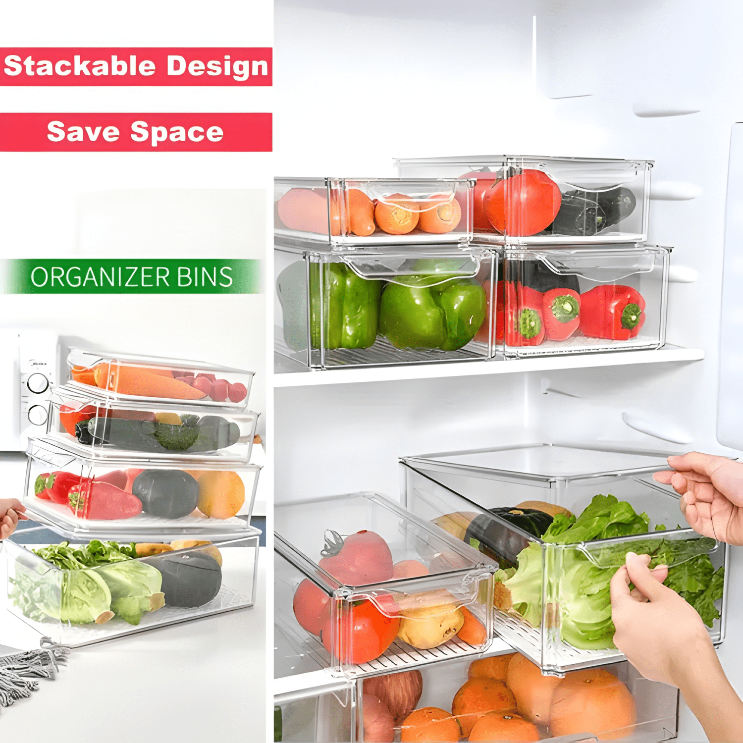 Organizador refrigerador set 4 L contenedores con tapa-3