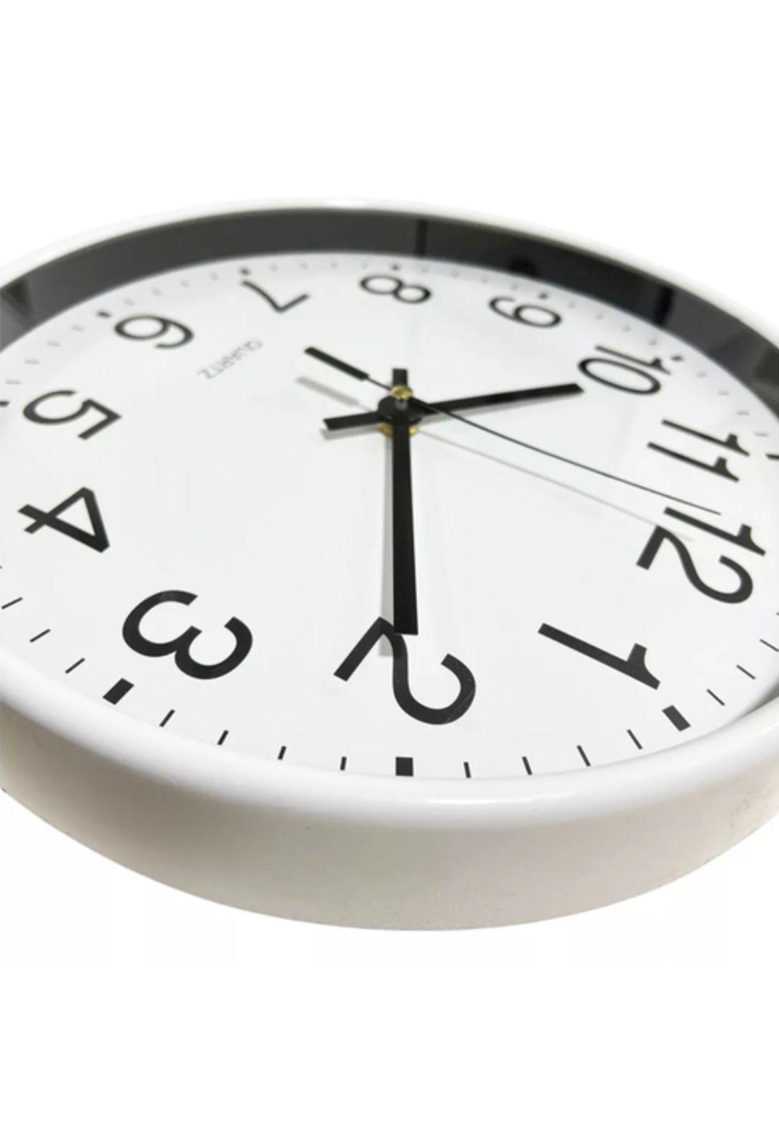 Reloj de pared decoración moderno 30cm silencioso estructura blanca fondo blanco-2