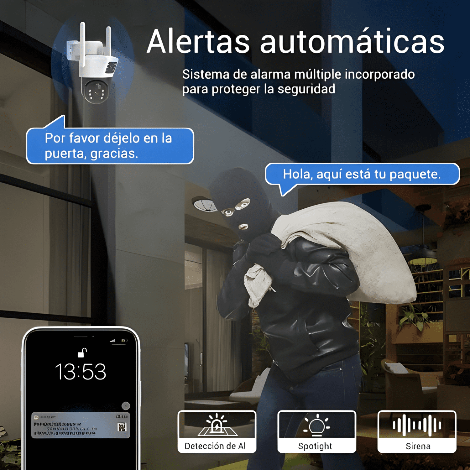 Cámara Solar360°exterior Wifi Inalámbrica Doble Lente4mp+32g-4