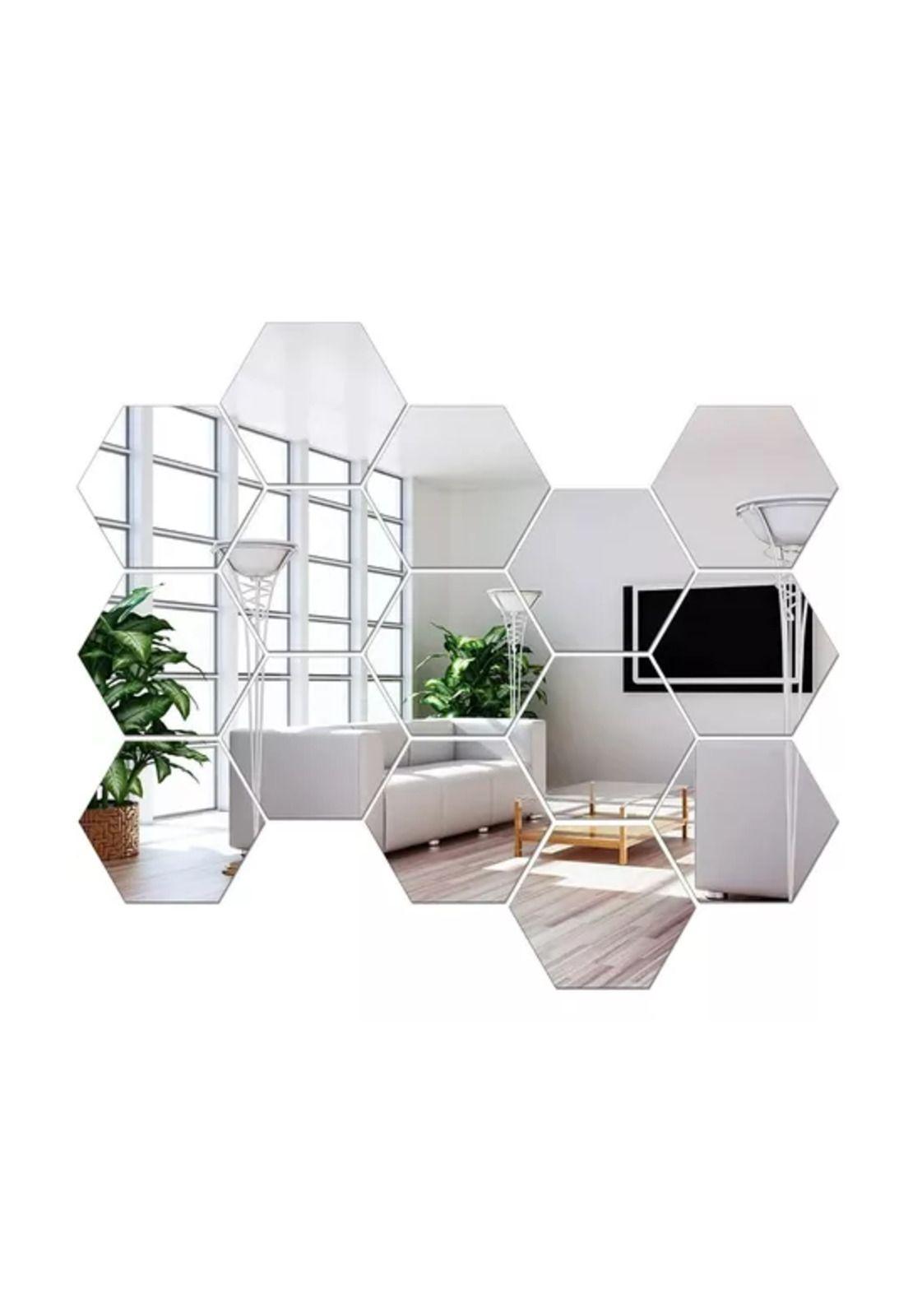 Set Pegatinas Espejos Decorativos Marinshop Vinilo Pared Acrílico Hexagonal 15u-3