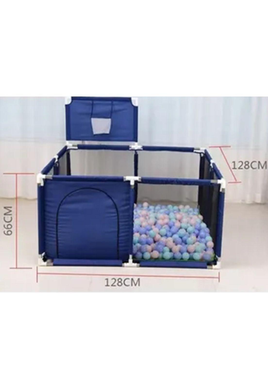 Corral de seguridad para bebés con aro de basket, 128cm, azul-2