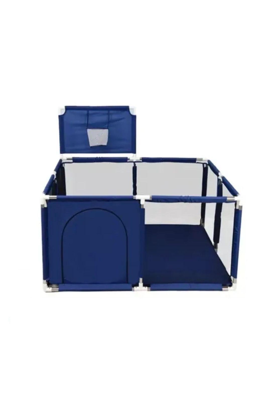 Corral de seguridad para bebés con aro de basket, 128cm, azul-3