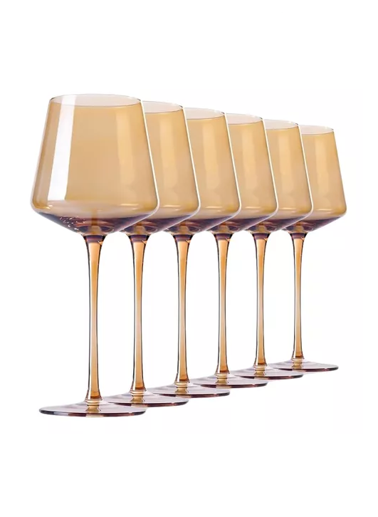 Set 6 Copas De Vino Modernas Ámbar-1