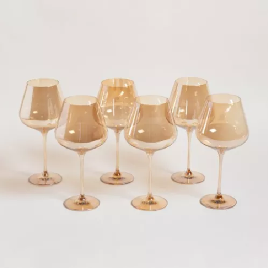 Set 6 Copas De Vino Modernas Ámbar-4