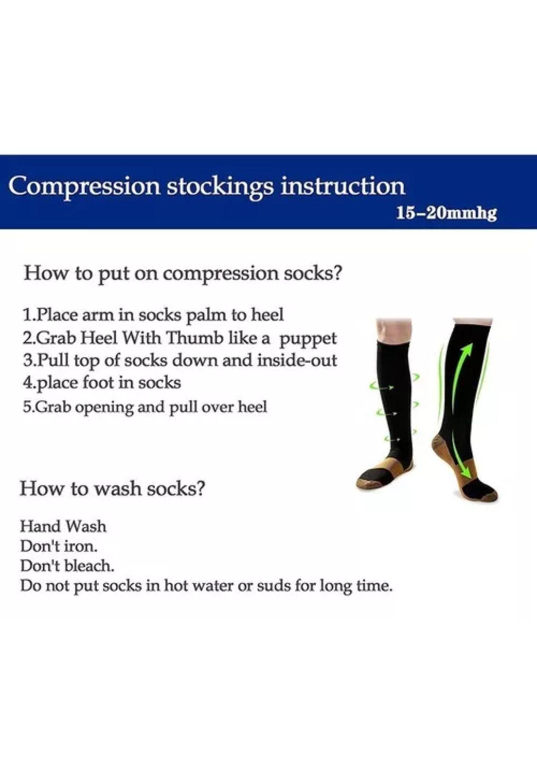 Pack de 3 medias de calcetines de fibra de cobre, compresión para varices, color negro-3