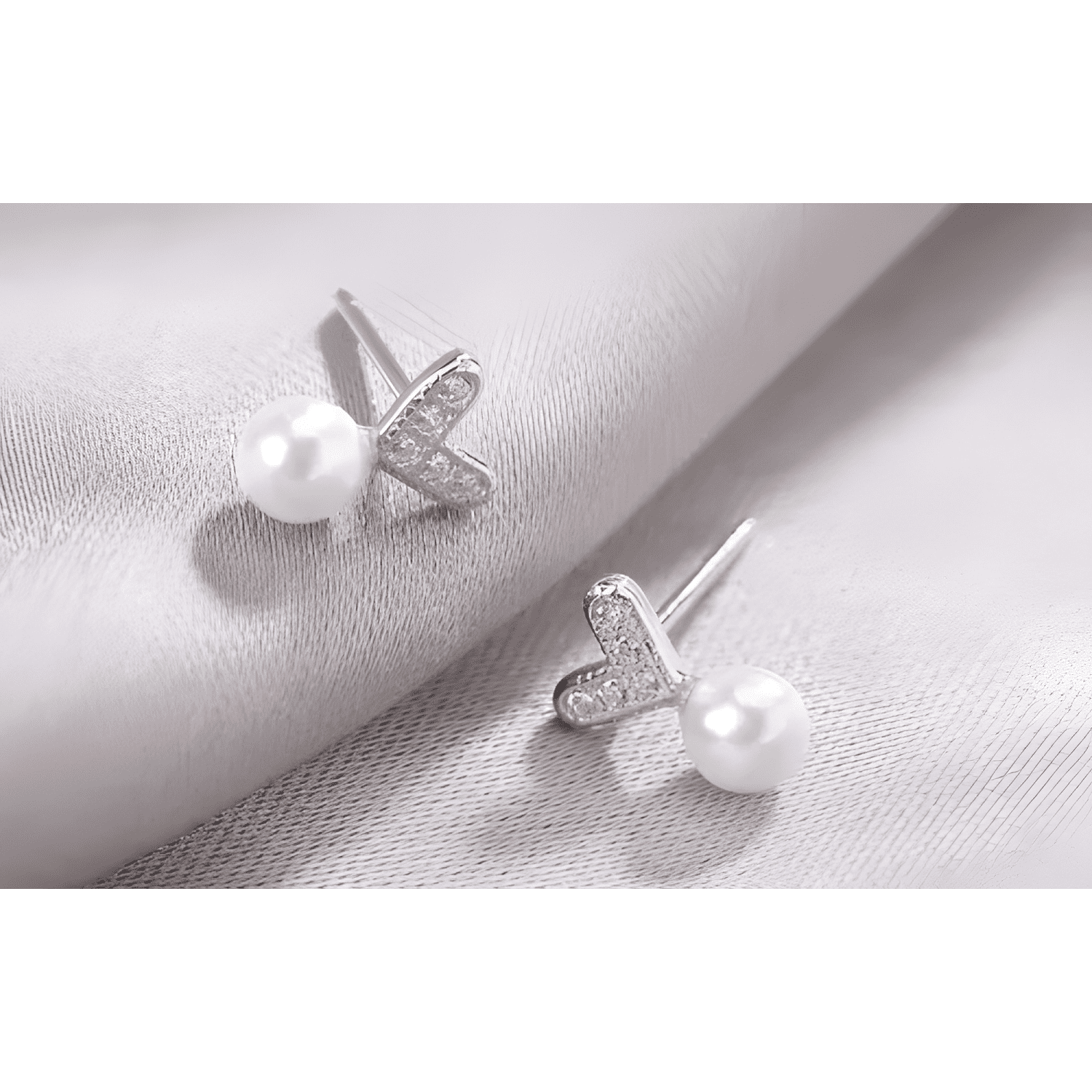 Aros Plata 925 Corazón Circones Perla Pequeños Regalo Mujer-3