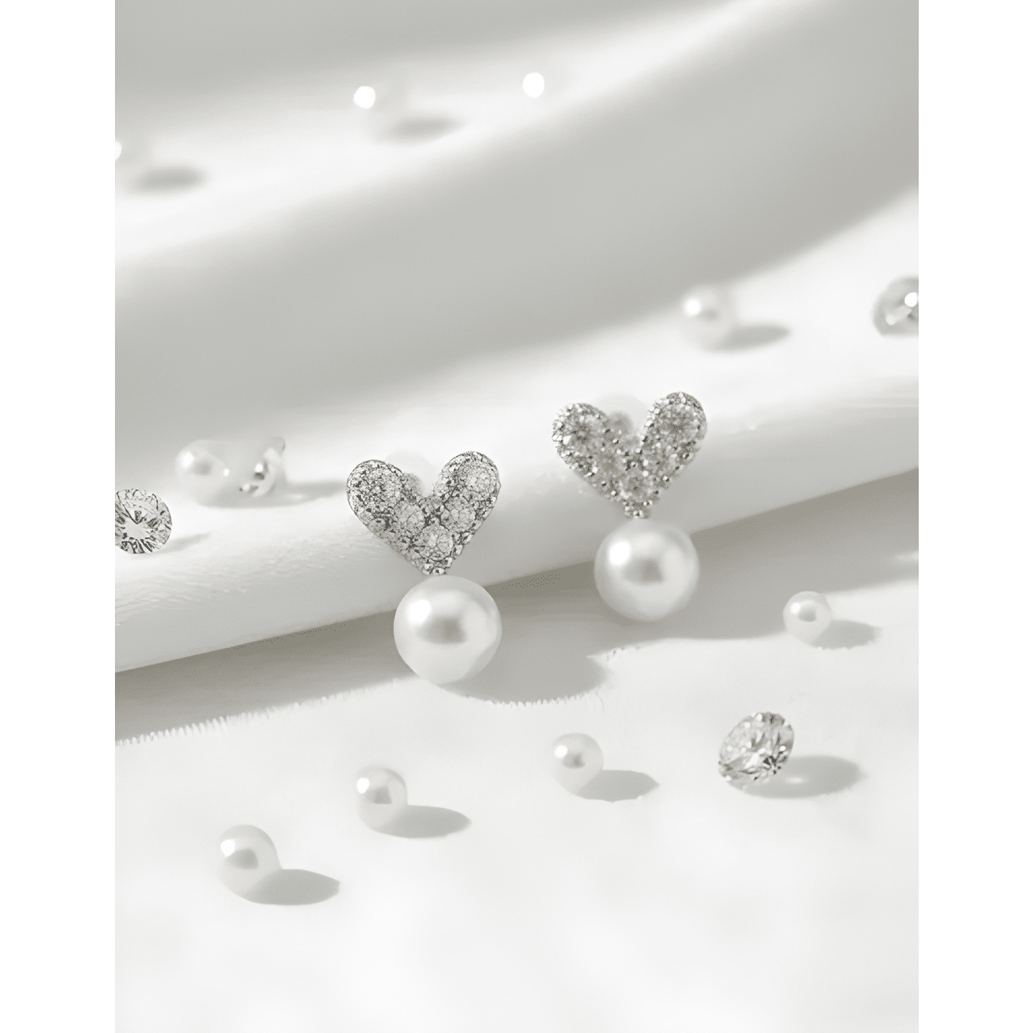 Aros Plata 925 Corazón Circones Perla Pequeños Regalo Mujer-4