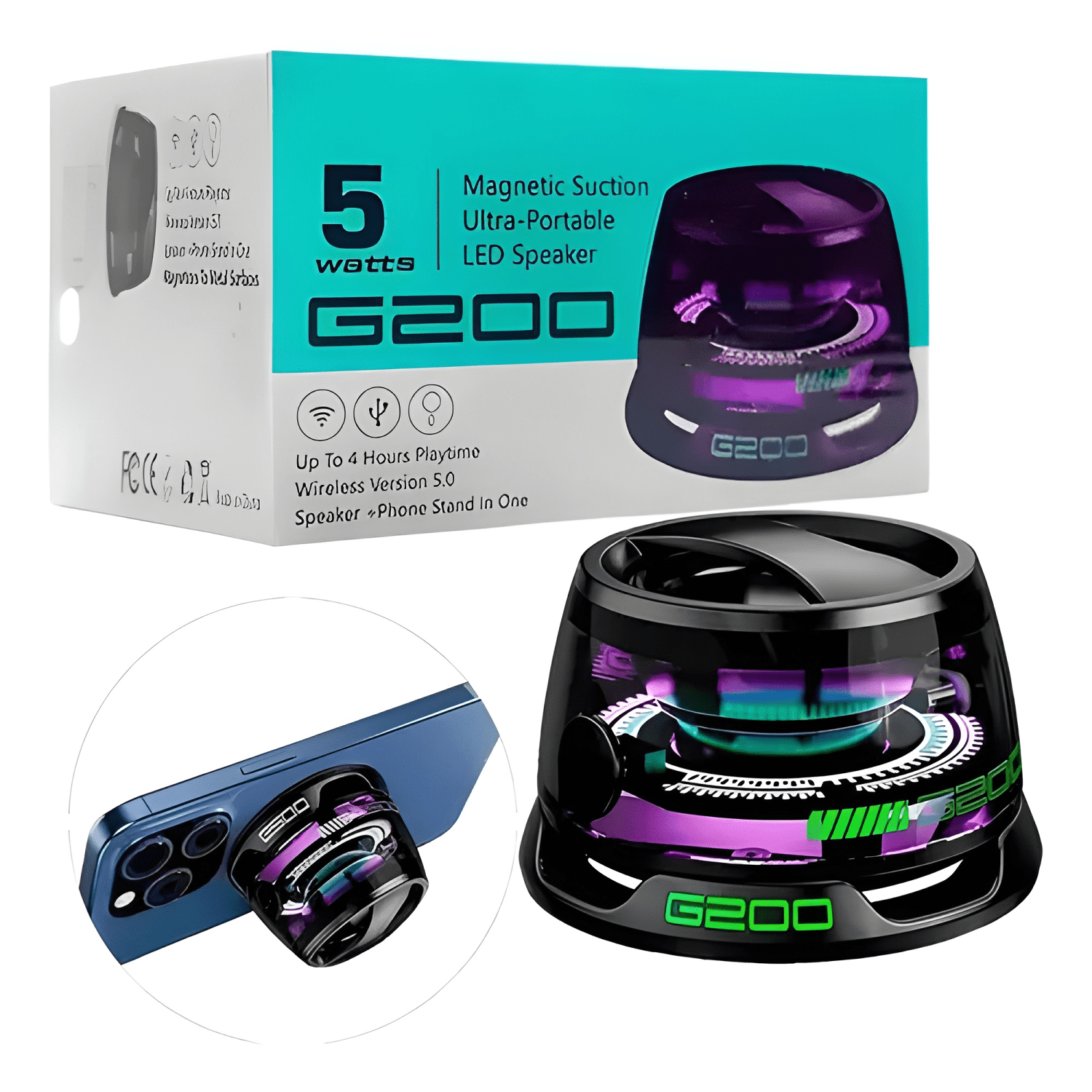 X2 altavoz magnético iluminación rgb bt5 3 mini sound-1