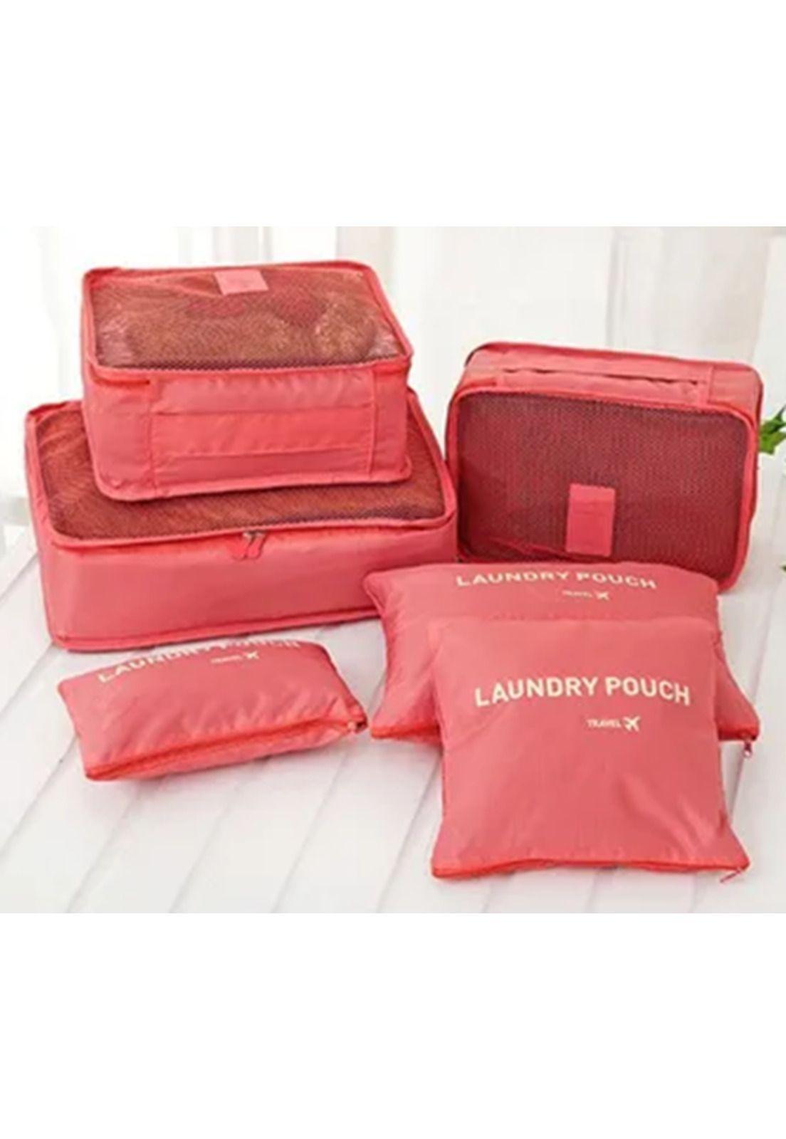 Set de 6 organizadores de equipaje de viaje, bolsa para ropa interior, color naranja-8