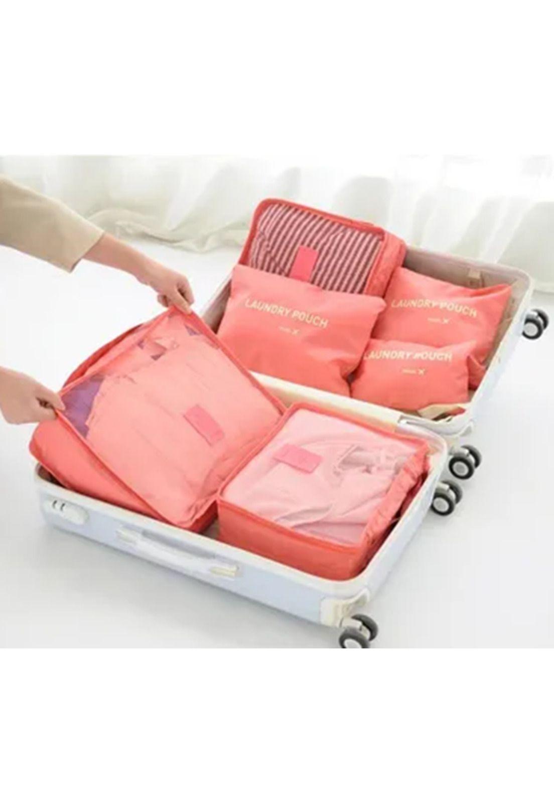 Set de 6 organizadores de equipaje de viaje, bolsa para ropa interior, color naranja-9
