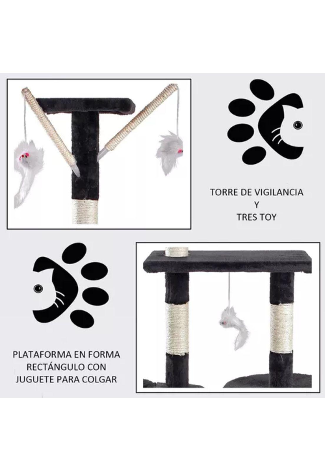 Rascador tipo árbol gatos - niveles interactivo color gris-4