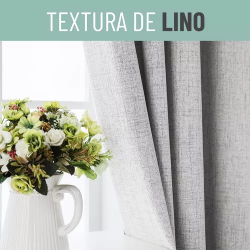 Cortina Blackout 100% 2 Paños 140x220cm Textura Lino Ivory-4