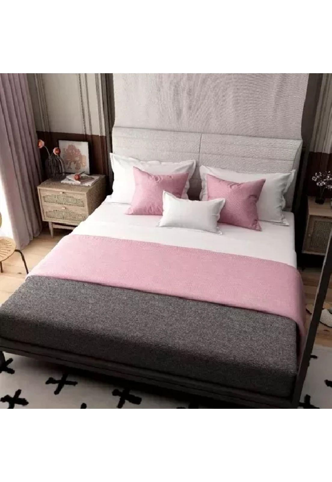 Piecera 60x220 cm + 2 fundas para cama gruesa color palo rosa-2