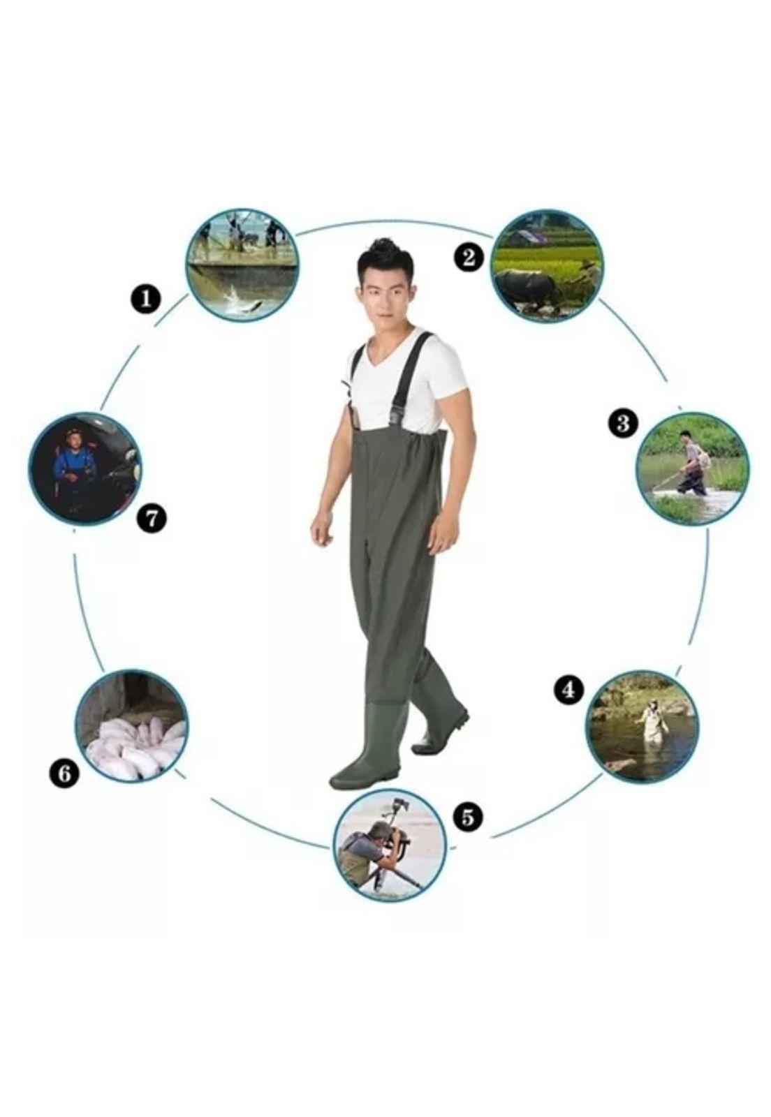 Waders para pesca, botas de pesca talla 45 color verde-3