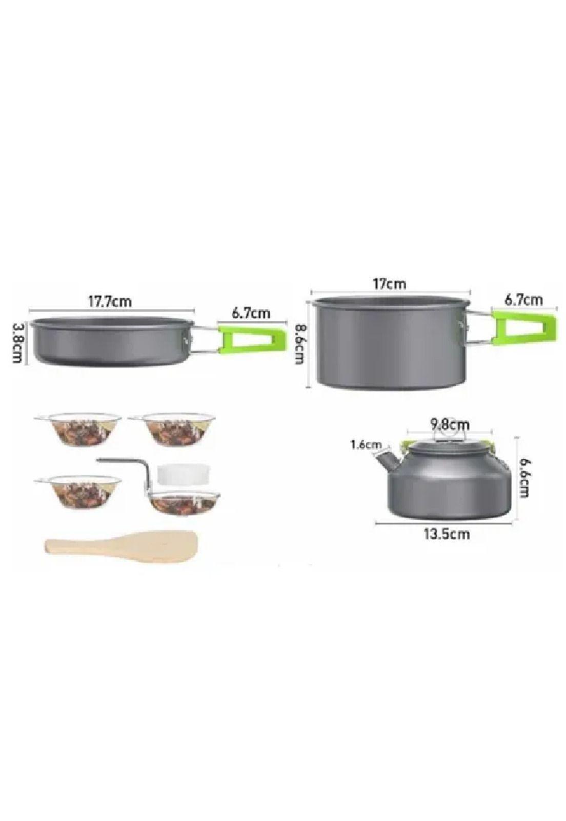 Ollas y tetera ligera portable camping gris-2