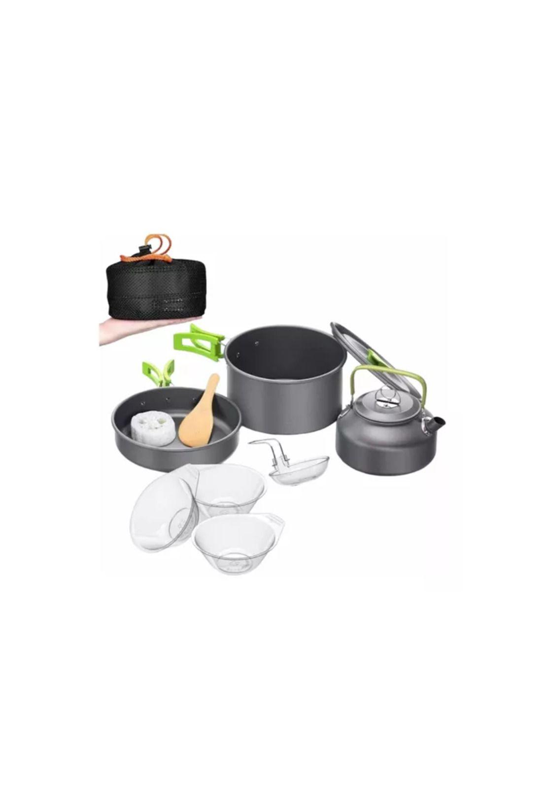 Ollas y tetera ligera portable camping gris-3