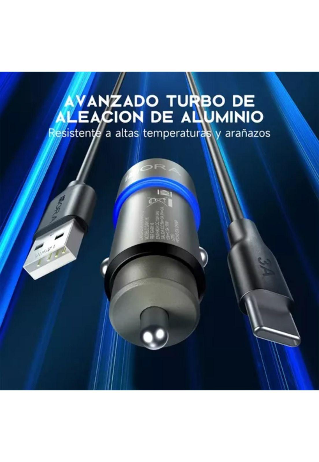 Cargador para auto 18W carga rápida con cable tipo C-5
