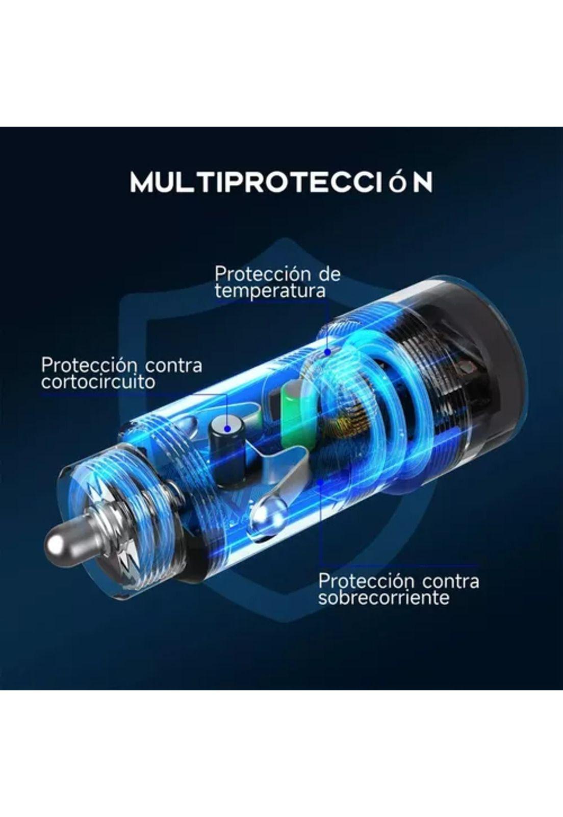Cargador para auto 18W carga rápida con cable tipo C-6