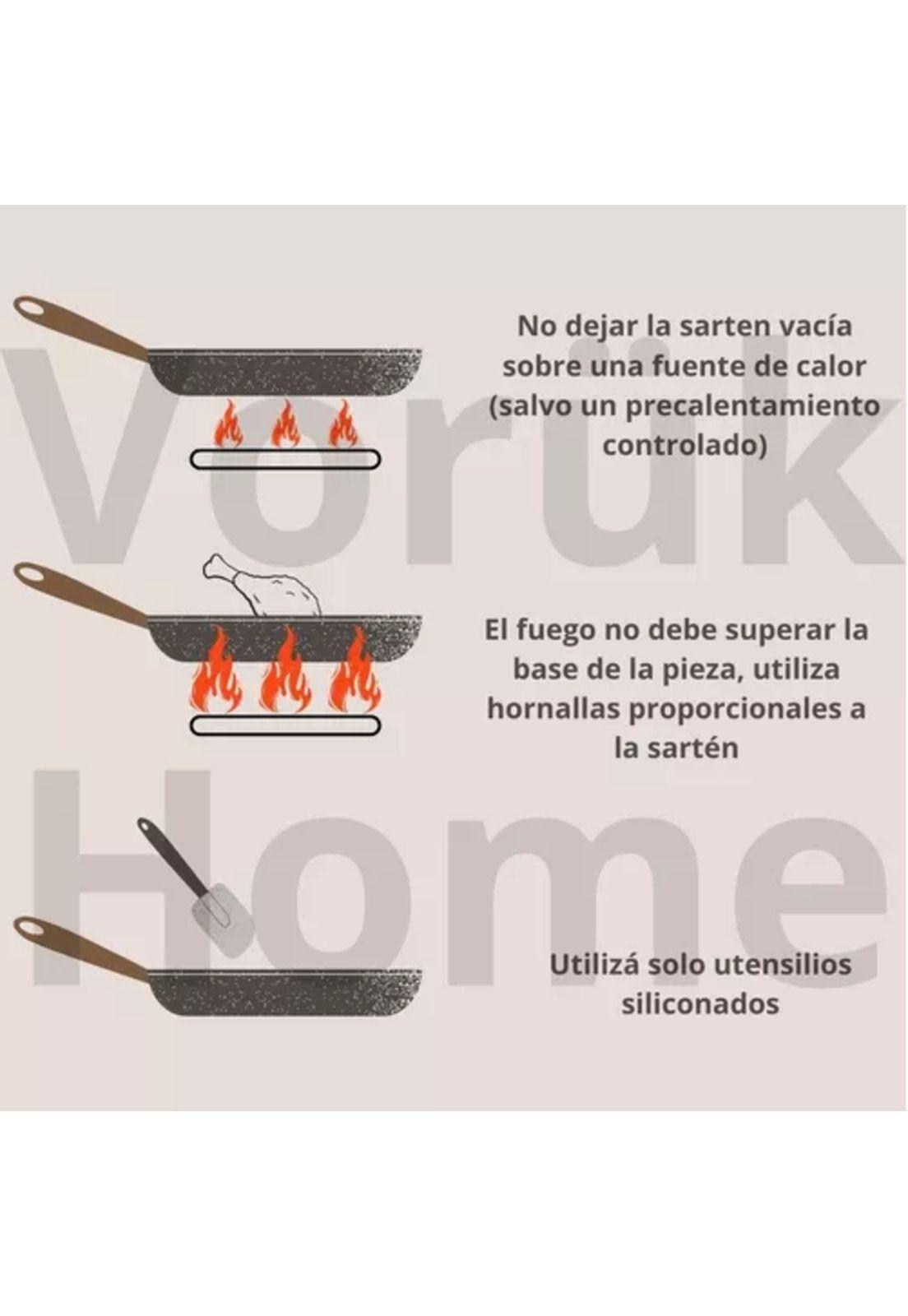 Batería de cocina de 5 piezas, antiadherente, cerámica marmolada-5