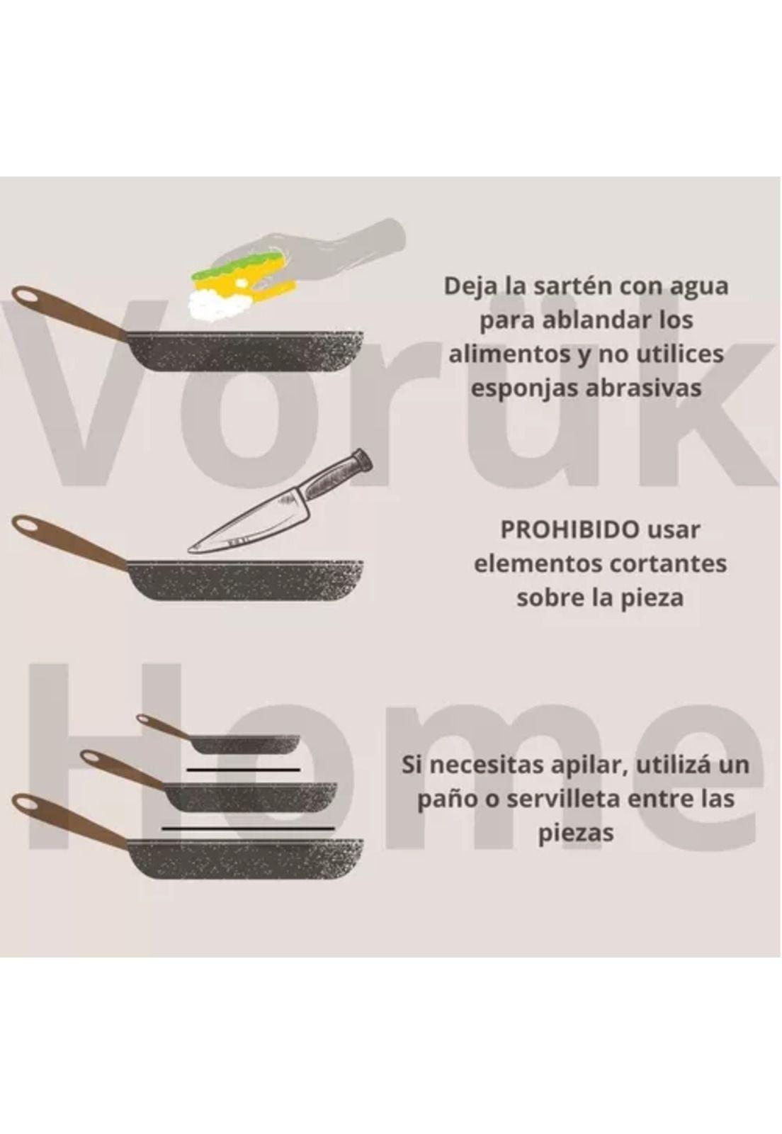 Batería de cocina de 5 piezas, antiadherente, cerámica marmolada-6