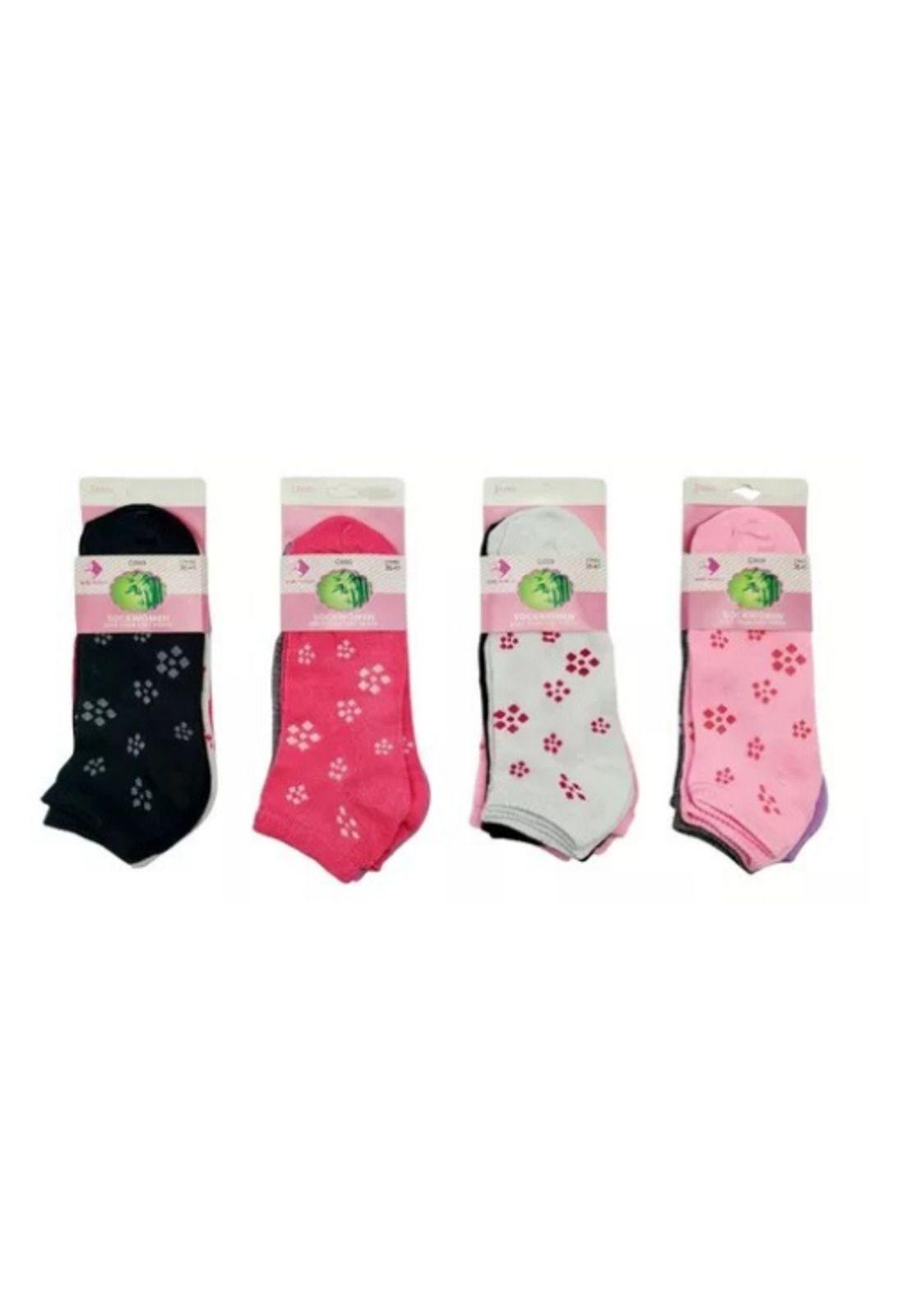 Pack de 12 Calcetines Tobilleros Mujer, Calcetas Soquete de Bambú, Talla Única-2