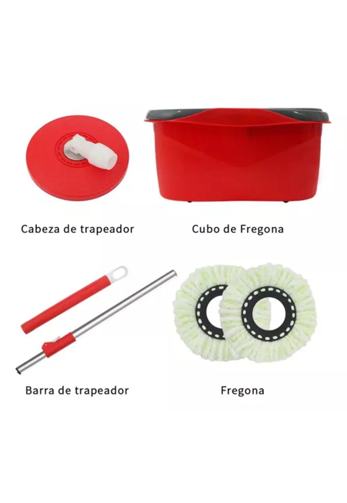 Mopa giratorio trapeador Spin 360° con balde centrifuga rojo-2