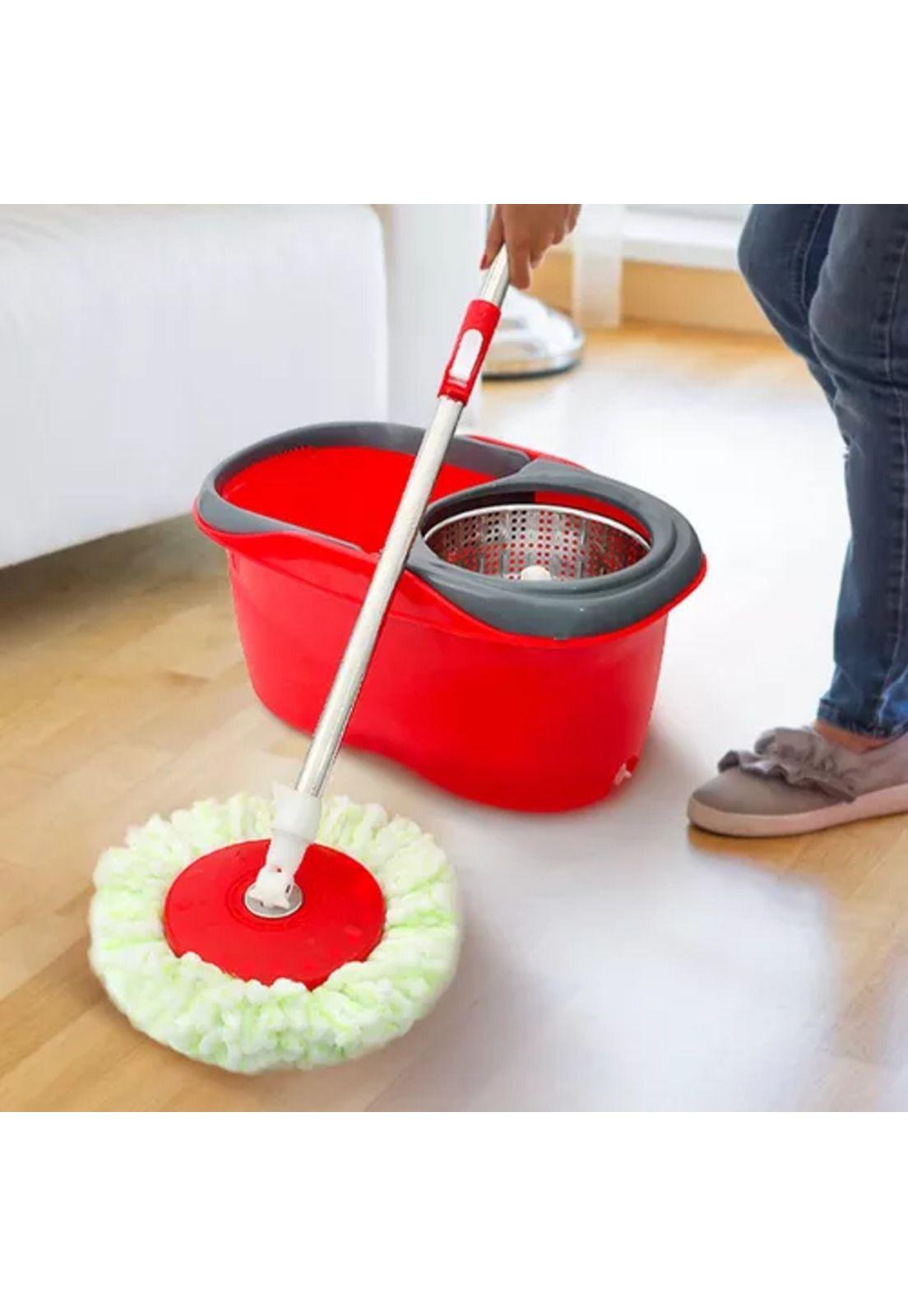 Mopa giratorio trapeador Spin 360° con balde centrifuga rojo-3