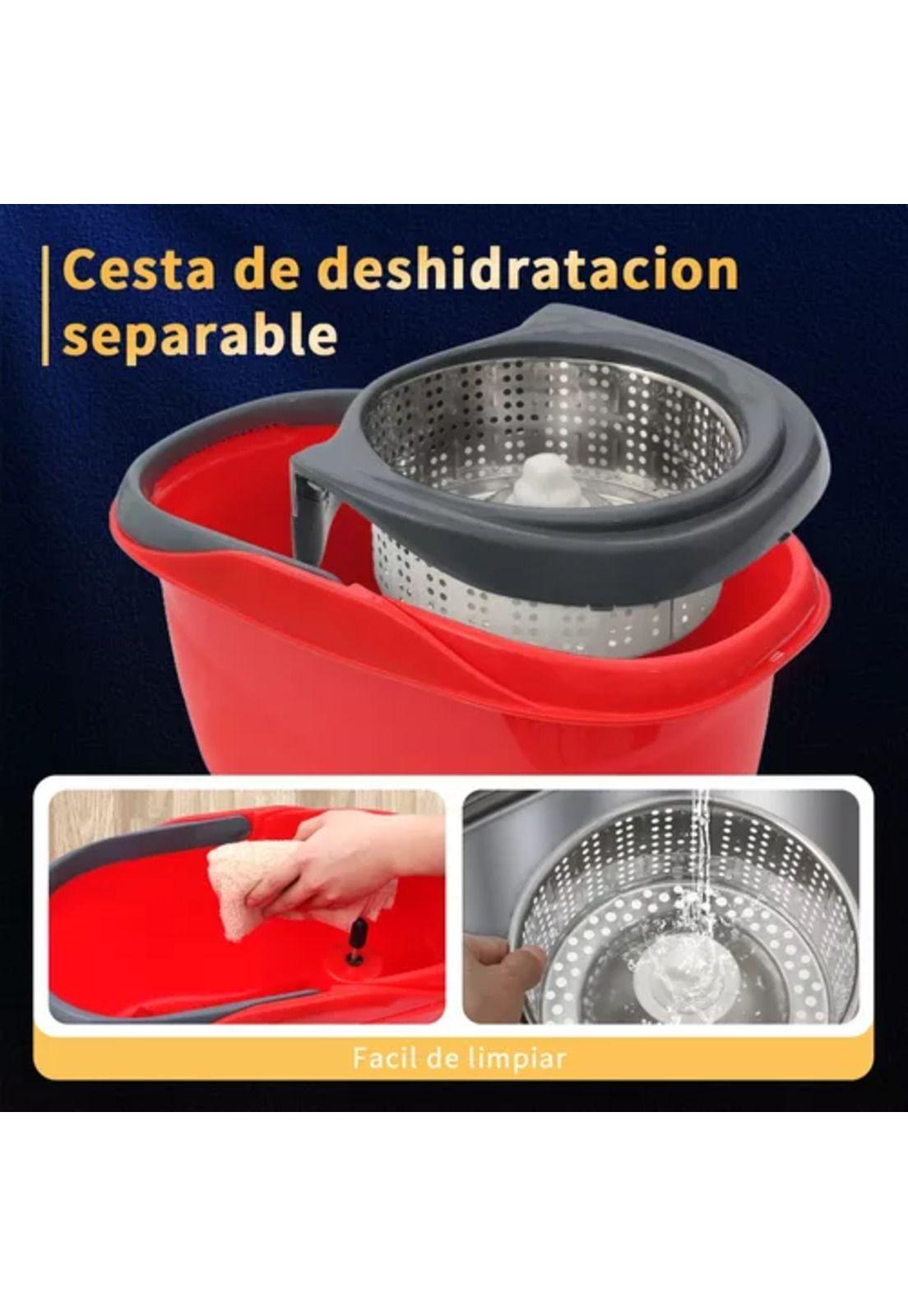 Mopa giratorio trapeador Spin 360° con balde centrifuga rojo-4