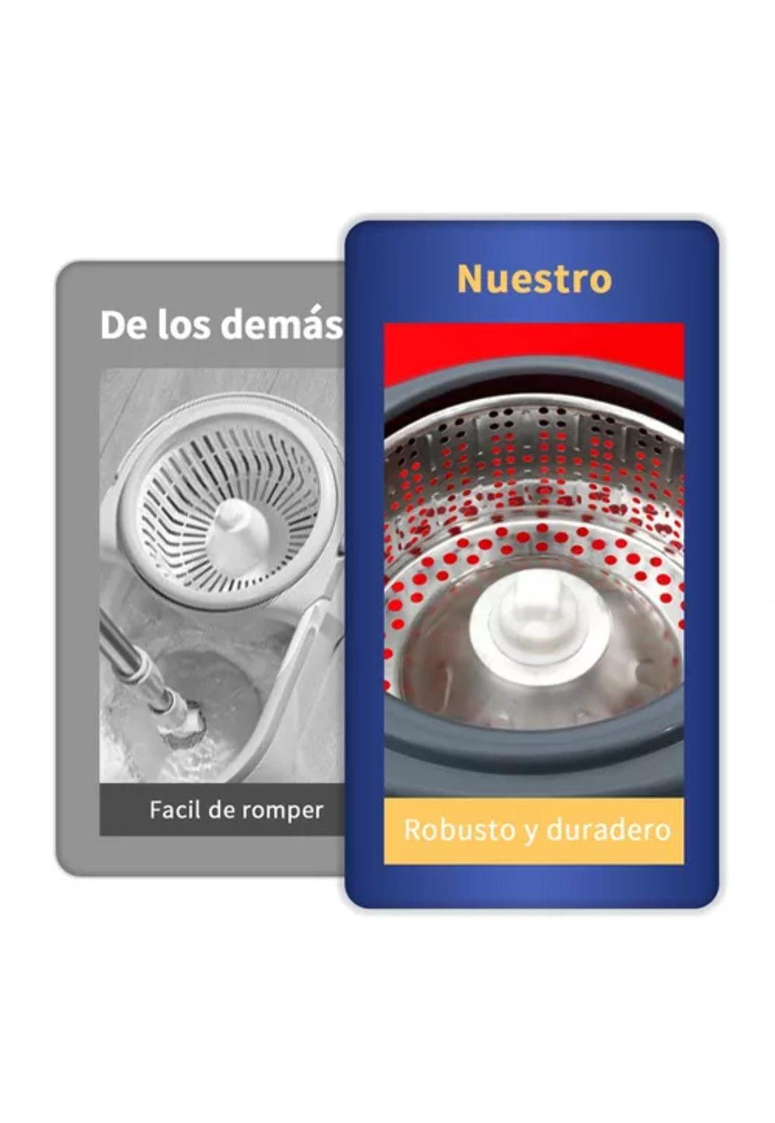 Mopa giratorio trapeador Spin 360° con balde centrifuga rojo-7