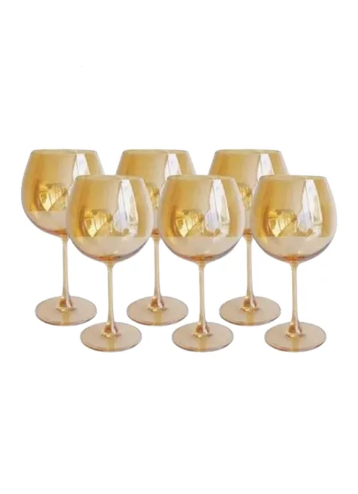 Set 6 Copas De Vidrio Para Vino Dorado Oscuro-2