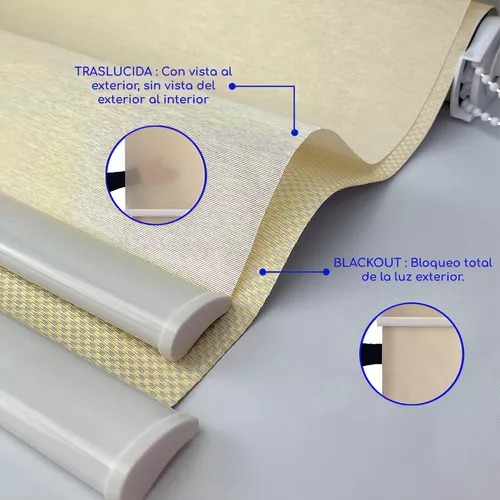 Cortina Roller Blackout 2 Paños 160x240 Doble Visillo Beige Sin Cenefa-4