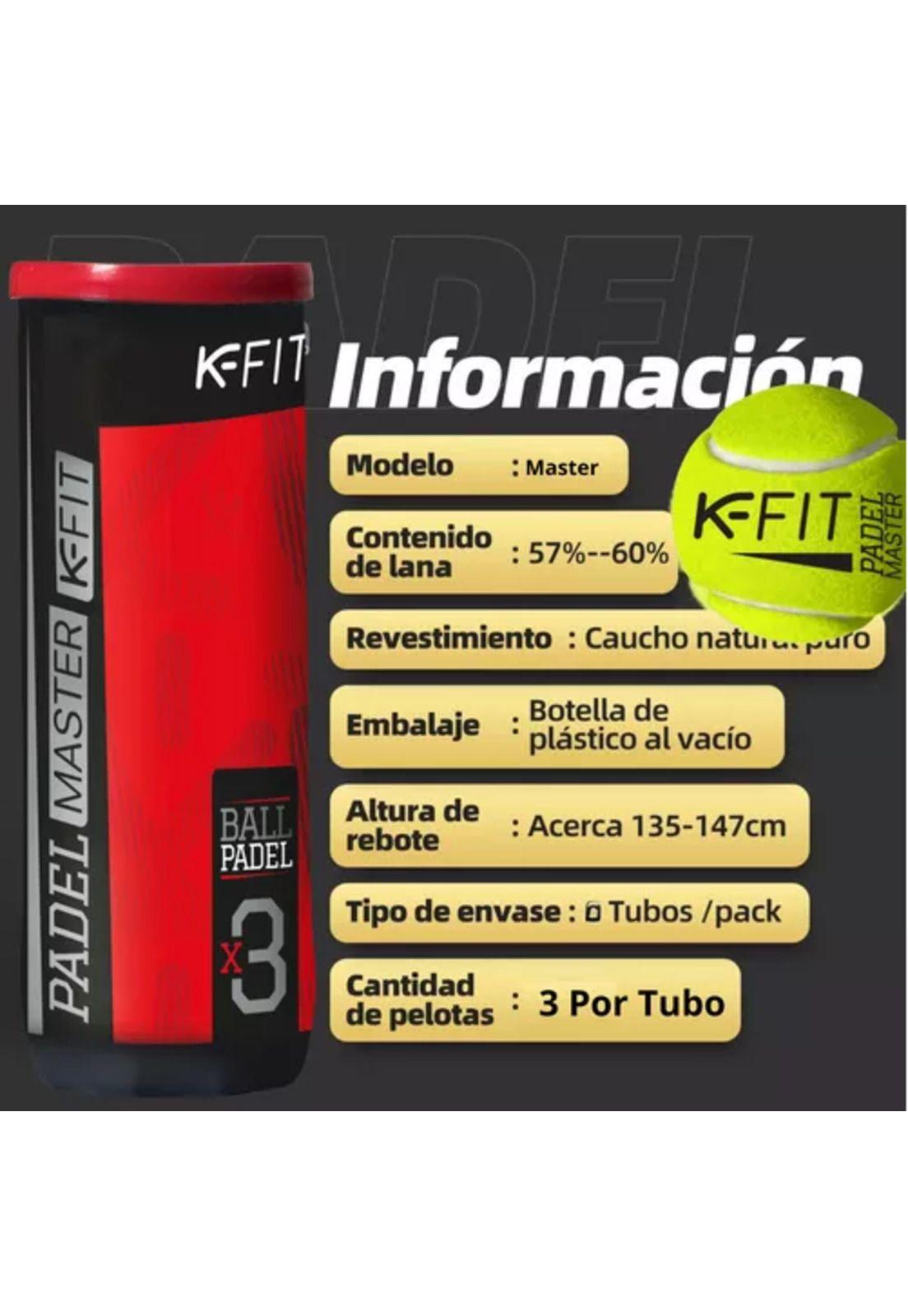 Pack de 6 tarros de pelotas de pádel K-Fit, 18 unidades-2