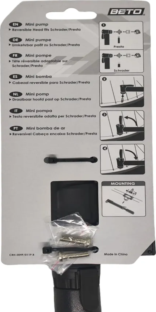 Bombín De Mano Beto Crh-009 80psi Bicicletas Con Soporte Negro-3