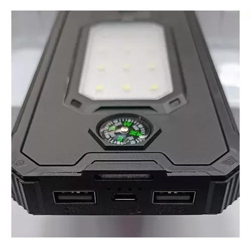 Cargador portátil solar con linterna y brújula 20000 mAh negro-2