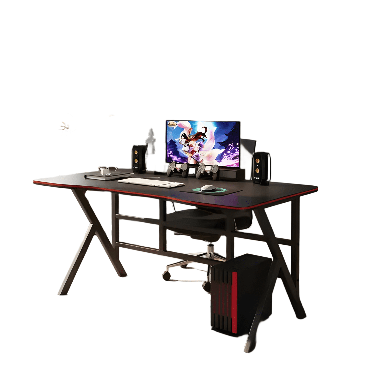 Escritorio gamer profesional /rojo chic home Negro-0