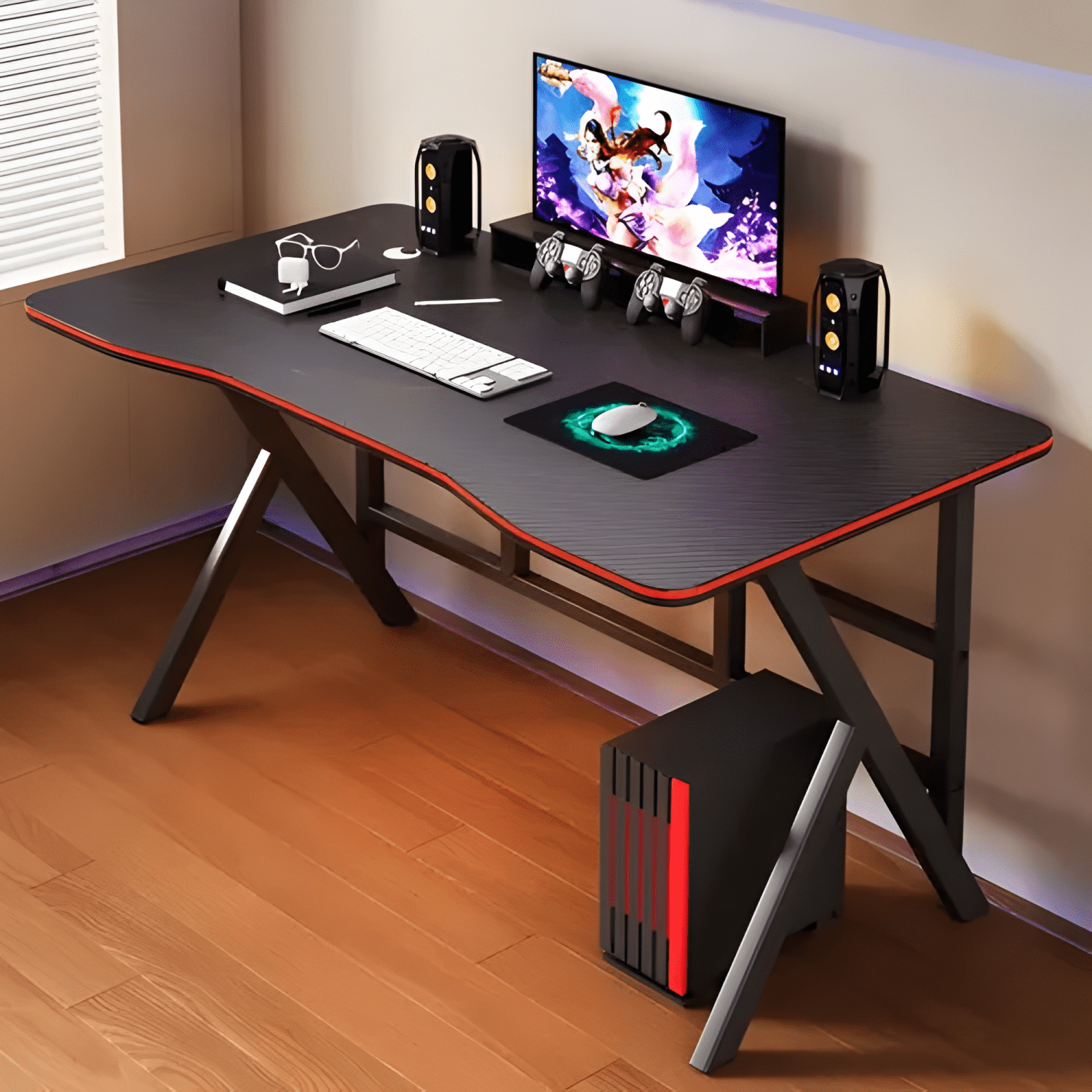 Escritorio gamer profesional /rojo chic home Negro-1
