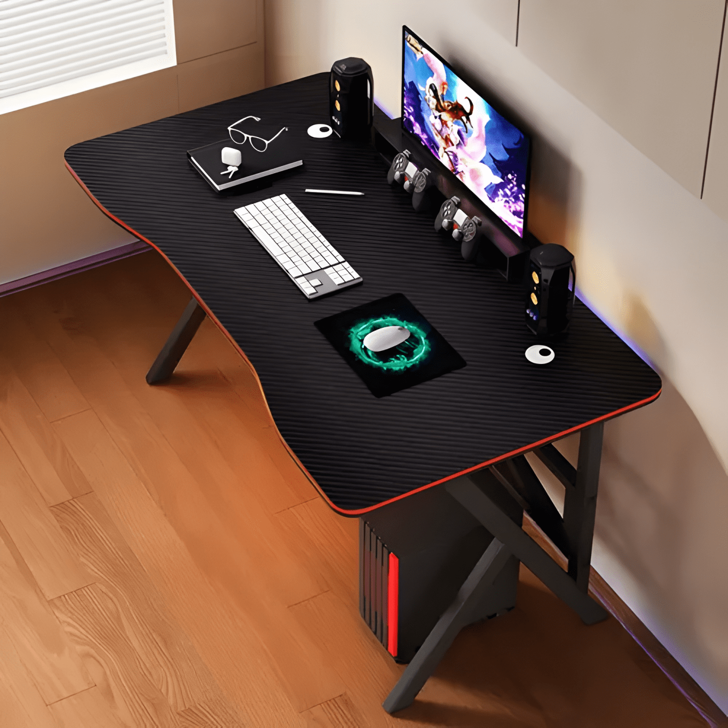 Escritorio gamer profesional /rojo chic home Negro-2