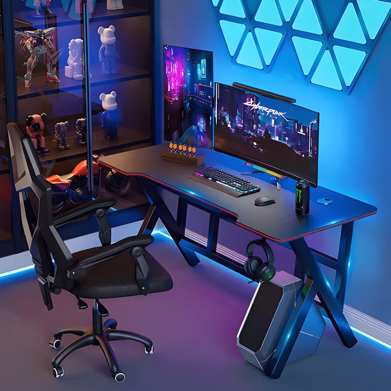 Escritorio gamer profesional /rojo chic home Negro-3