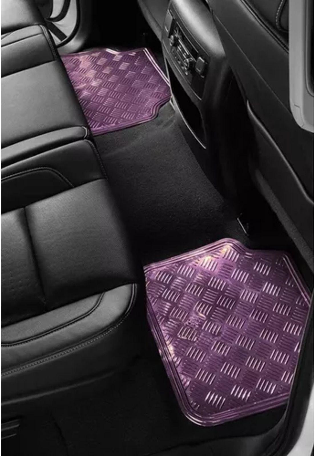Alfombra cubre piso metálico para mujer, set de 4 piezas, auto tuning, color morado-4