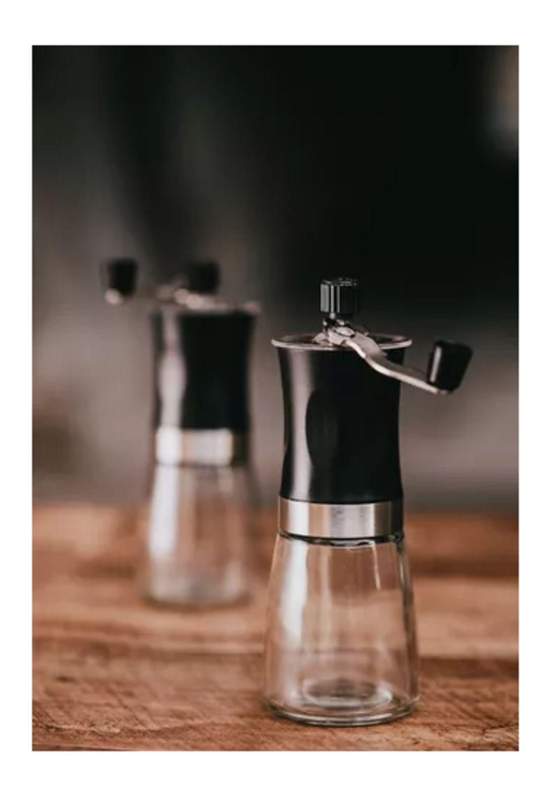 Moledor de café manual, molino de cerámica, molinillo de vidrio negro-2