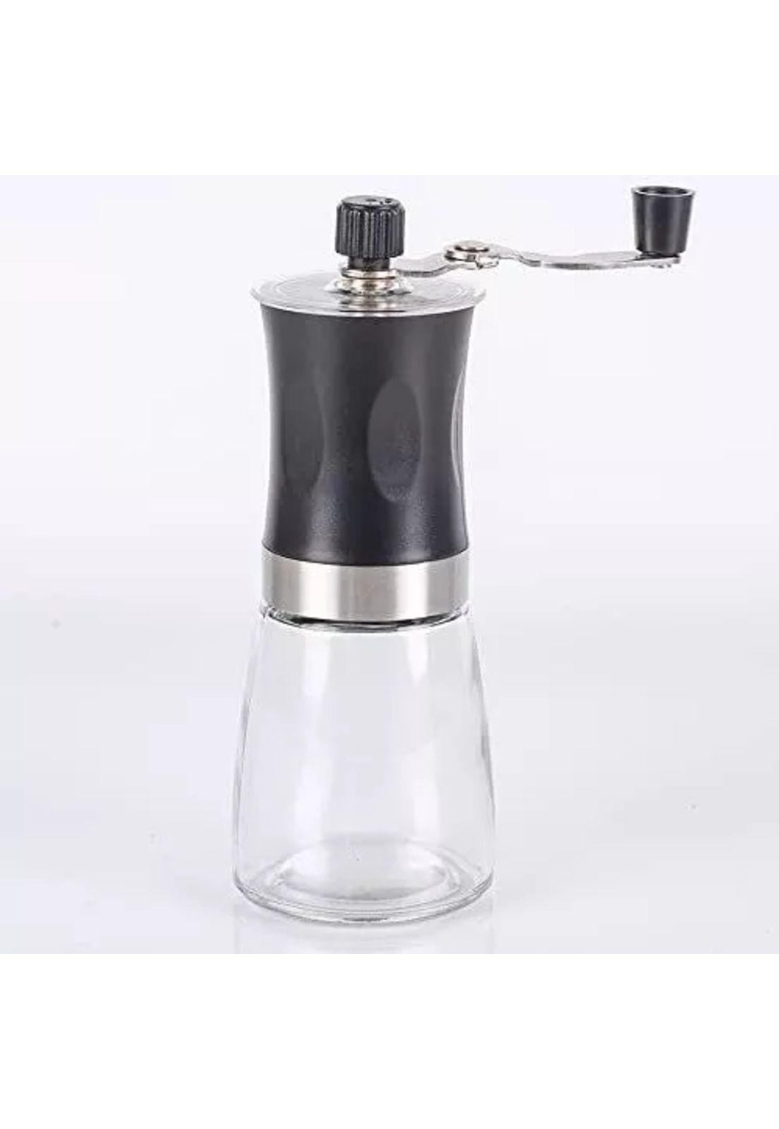 Moledor de café manual, molino de cerámica, molinillo de vidrio negro-4