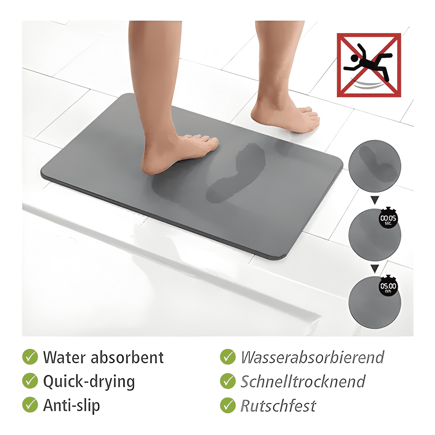 Piso Baño Secado Rapido Antideslizantes Diatomea 60*39cm #17-2