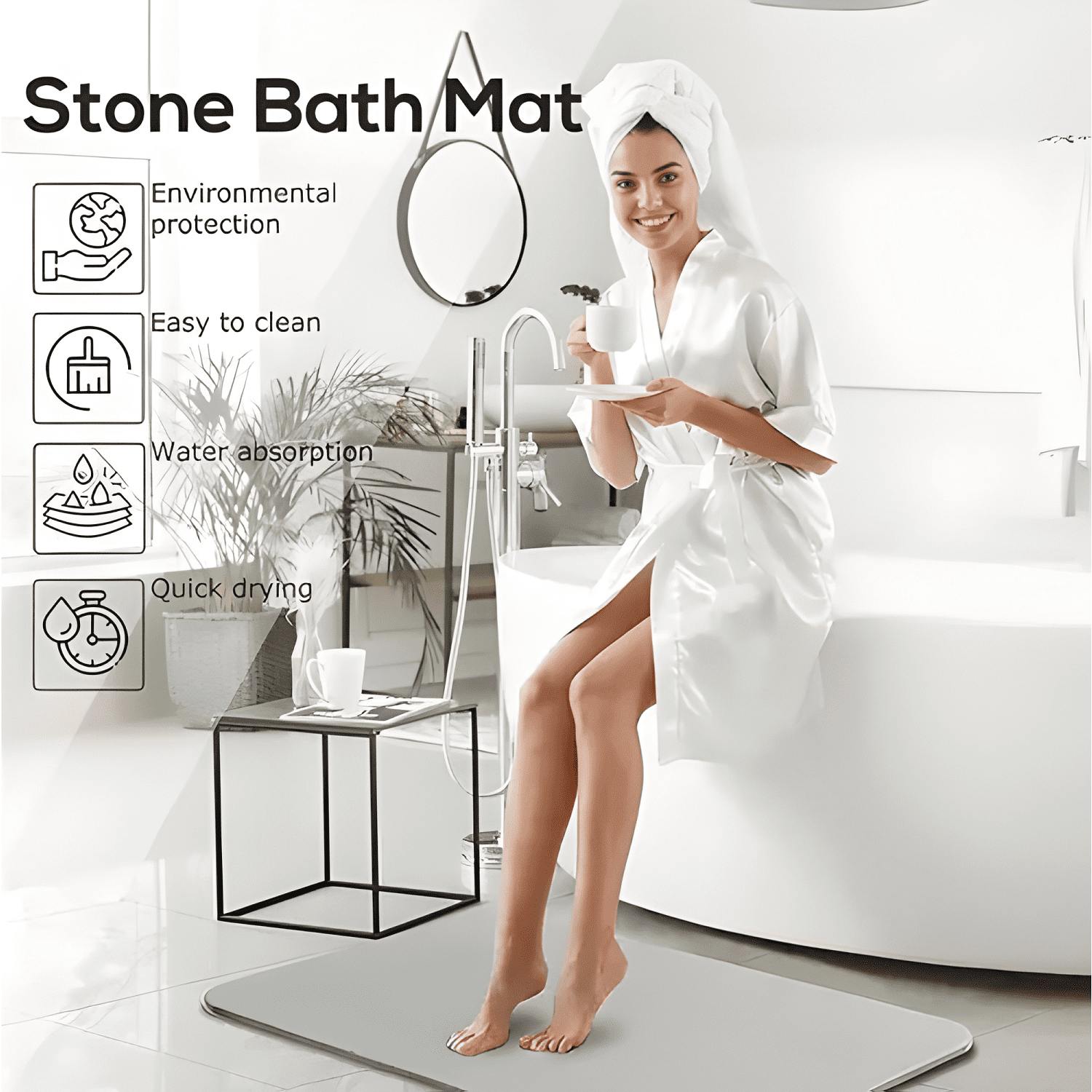 Piso Baño Secado Rapido Antideslizantes Diatomea 60*39cm #17-3