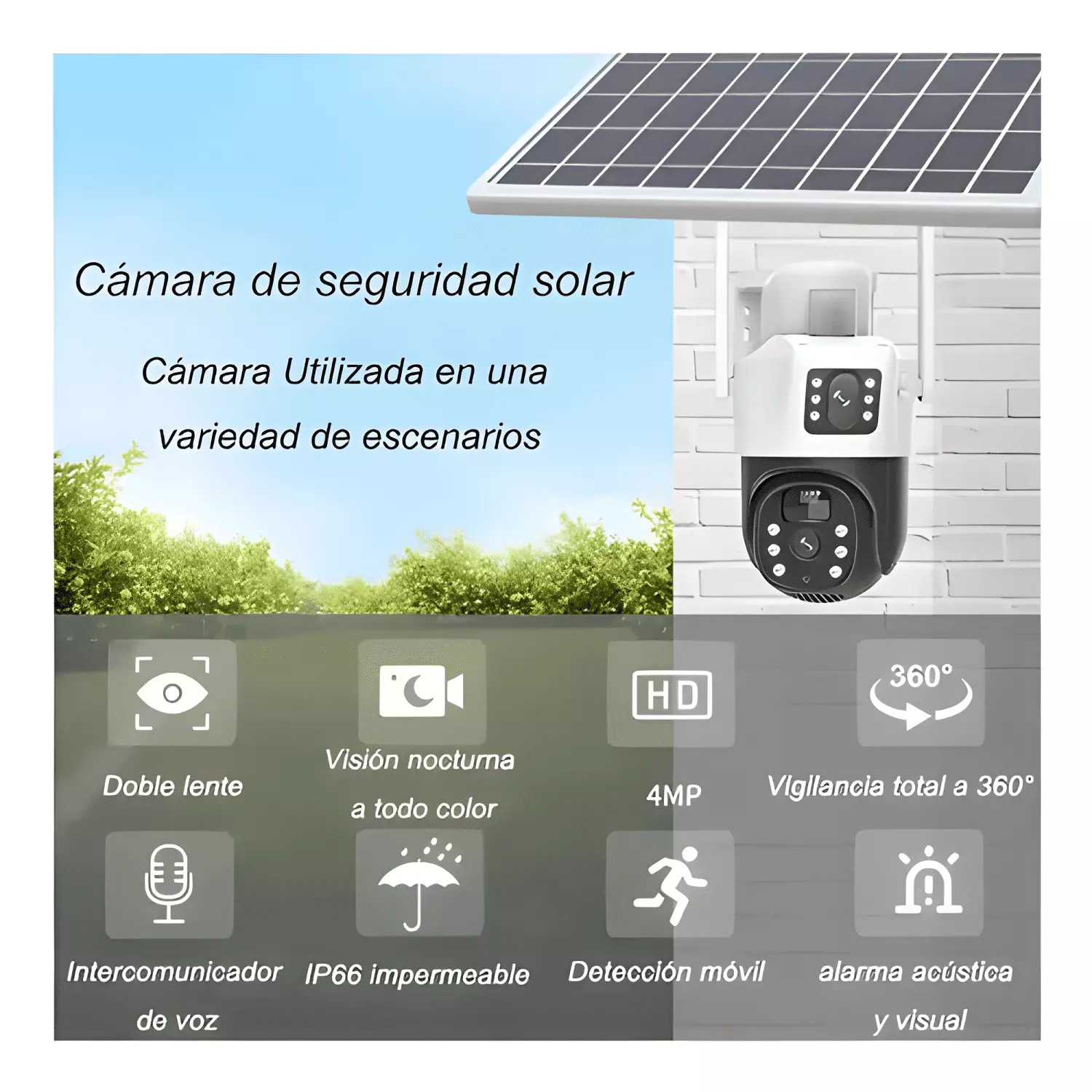 Cámara Solar Exterior 4g Inalámbrica Doble para Chip de M14-4