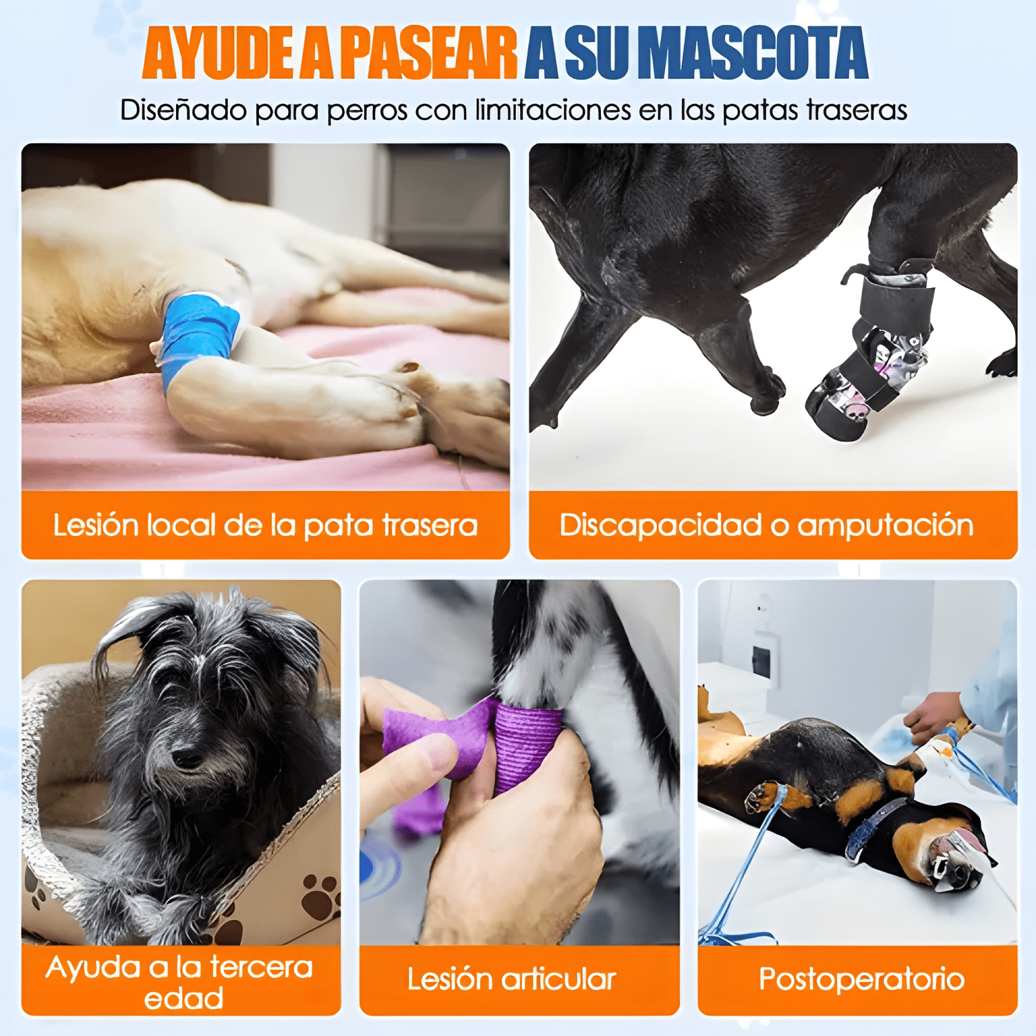 Arnés soporte para perros patas traseras arnés de elevación-4