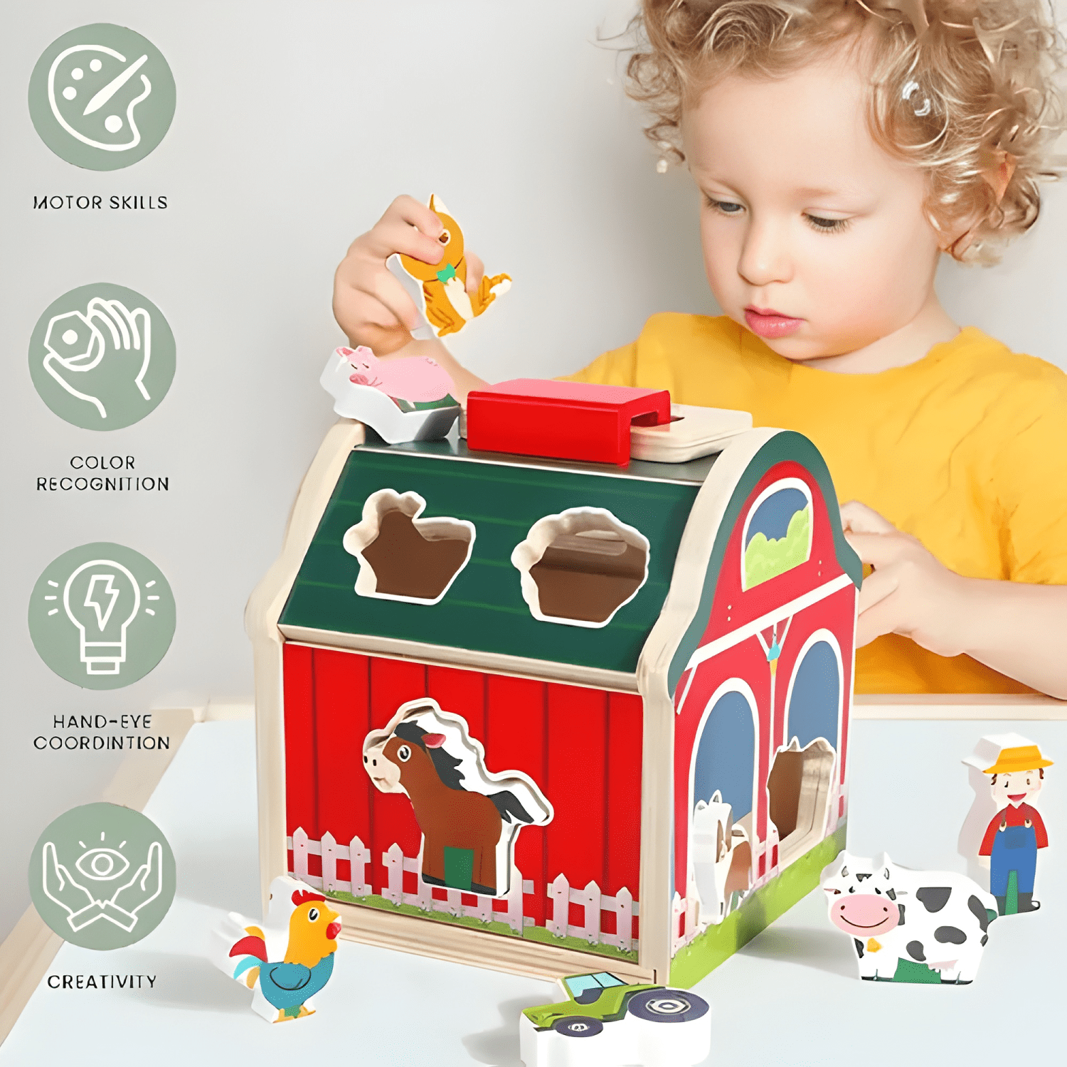 Juguete encaje granja animales de madera didáctico niños #2-3