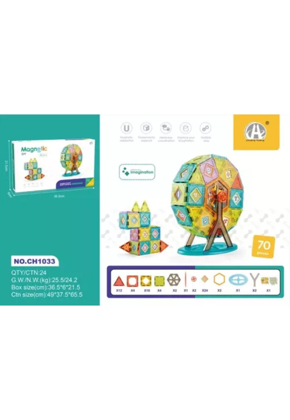 Bloques de construcción rueda magnética didáctico 70 pcs multicolor-2