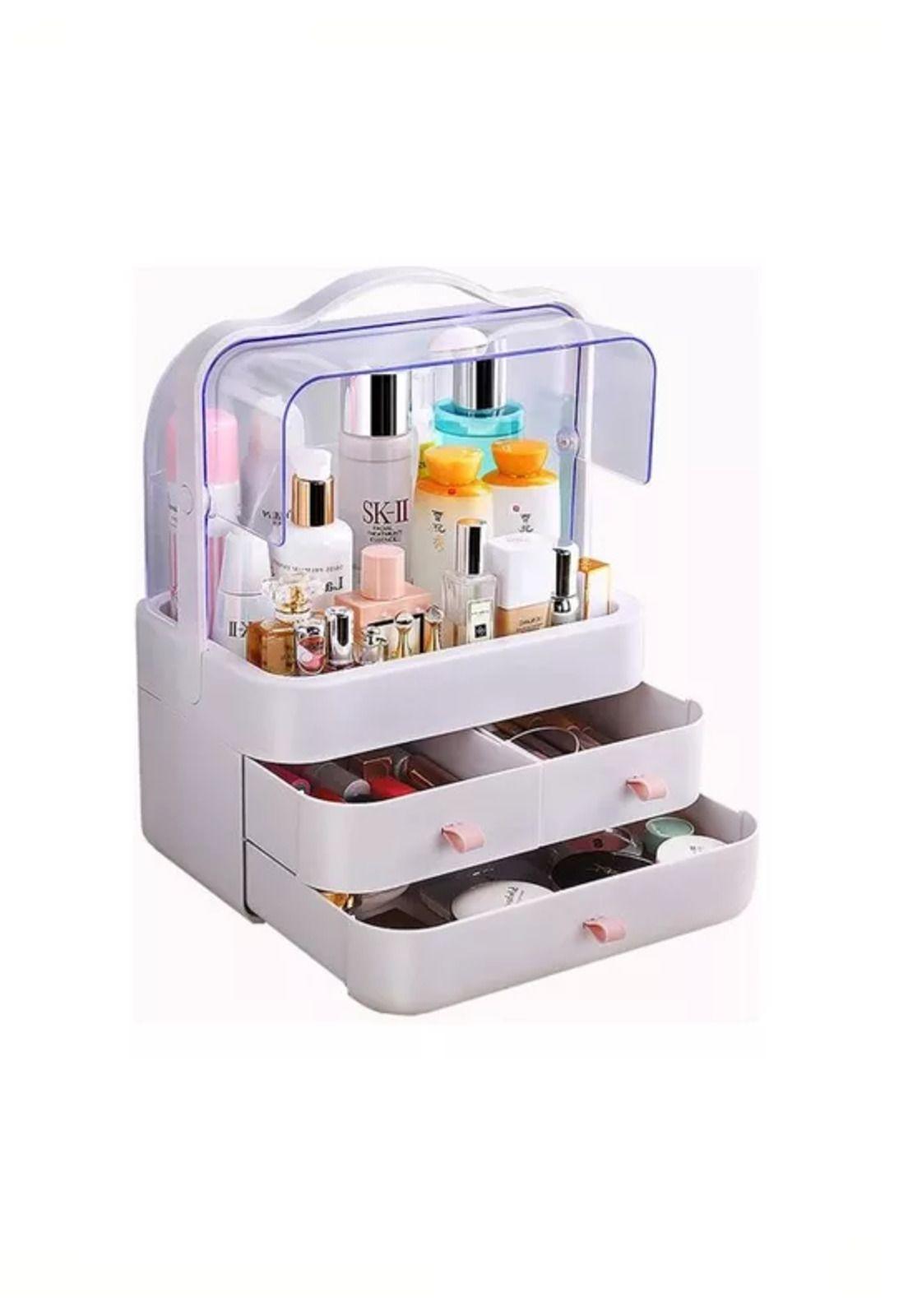 Caja Organizador Cosméticos Maquillaje Portátil Multiuso Blanco-2