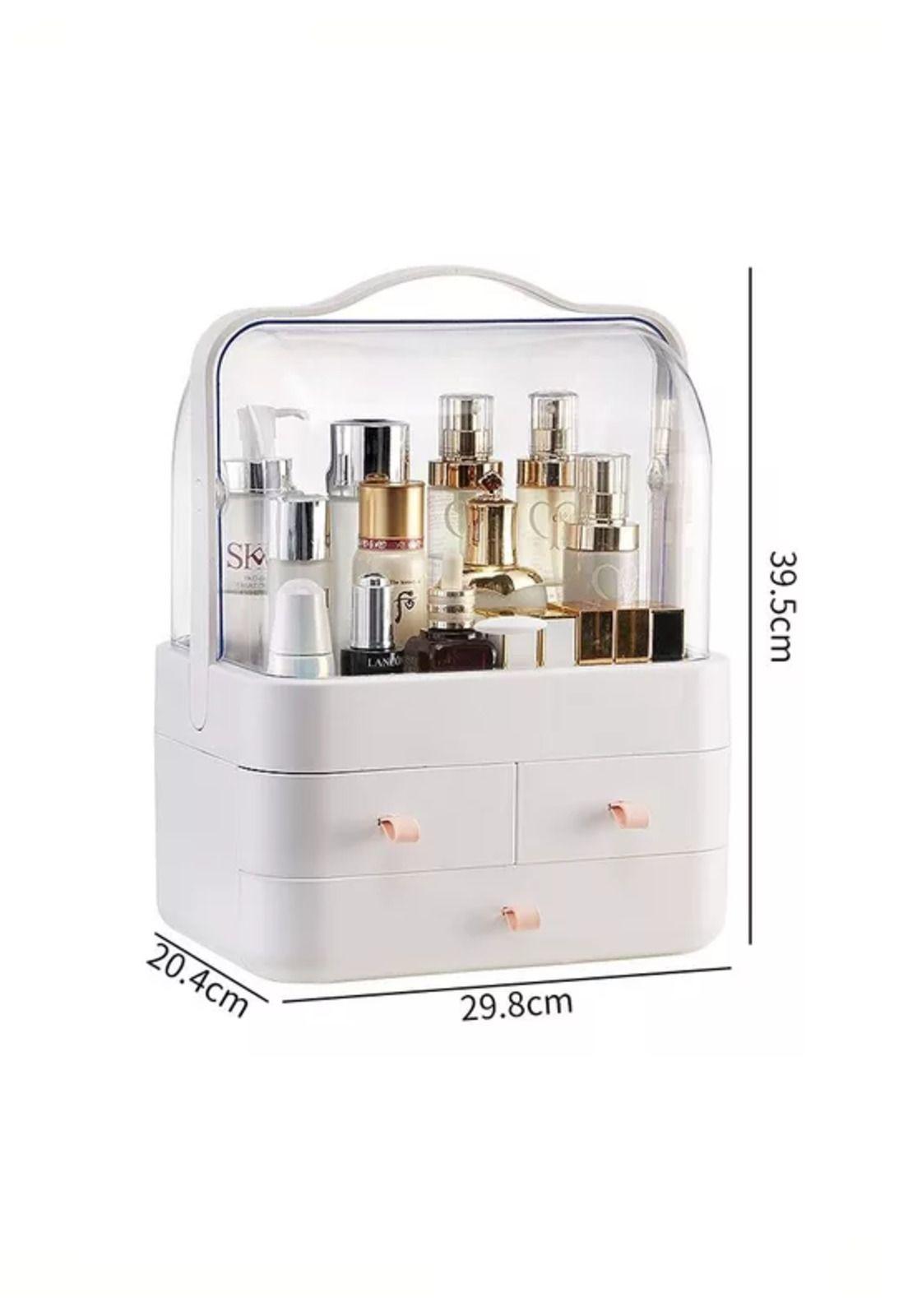 Caja Organizador Cosméticos Maquillaje Portátil Multiuso Blanco-3